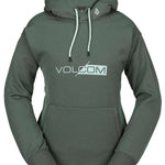 Volcom Women's Core Hydro Hoodie 2024 - A dark green hoodie with a hood and drawstrings, featuring a logo on the chest.