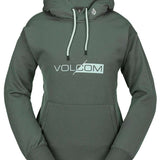 Volcom Women's Core Hydro Hoodie 2024 - A dark green hoodie with a hood and drawstrings, featuring a logo on the chest.