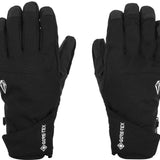 Volcom CP2 GORE-TEX Gloves - A pair of black gloves with a textured palm and fingers, featuring a white logo on the wrist strap.
