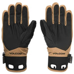 Volcom CP2 GORE-TEX Gloves - A pair of black gloves with tan trim and a tan band around the wrist, featuring a mesh pattern on the back of the hand.