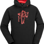 Volcom D.I. Fleece Pullover 2023 - A black fleece pullover with a red and white graphic of a man's face on the front.