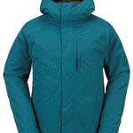 Volcom Dua Insulated GORE-TEX Jacket 2024 - A dark green jacket with a hood, featuring black zippers and adjustable cuffs.