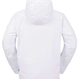 Volcom Dua Insulated GORE-TEX Jacket 2024 - A white jacket with a hood, featuring a zippered front and two side pockets.