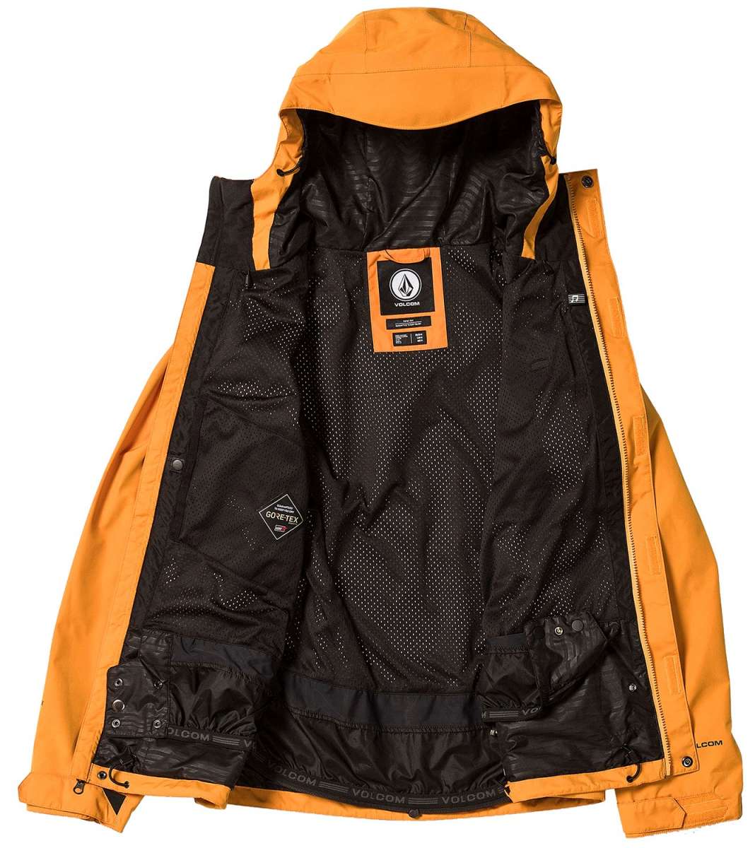 Volcom Dua Insulated GORE-TEX Jacket 2024 - Black jacket with white logo on chest and black zipper.