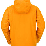 Volcom Dua Insulated GORE-TEX Jacket 2024 - A bright orange jacket with a hood, featuring black zippers and adjustable cuffs.