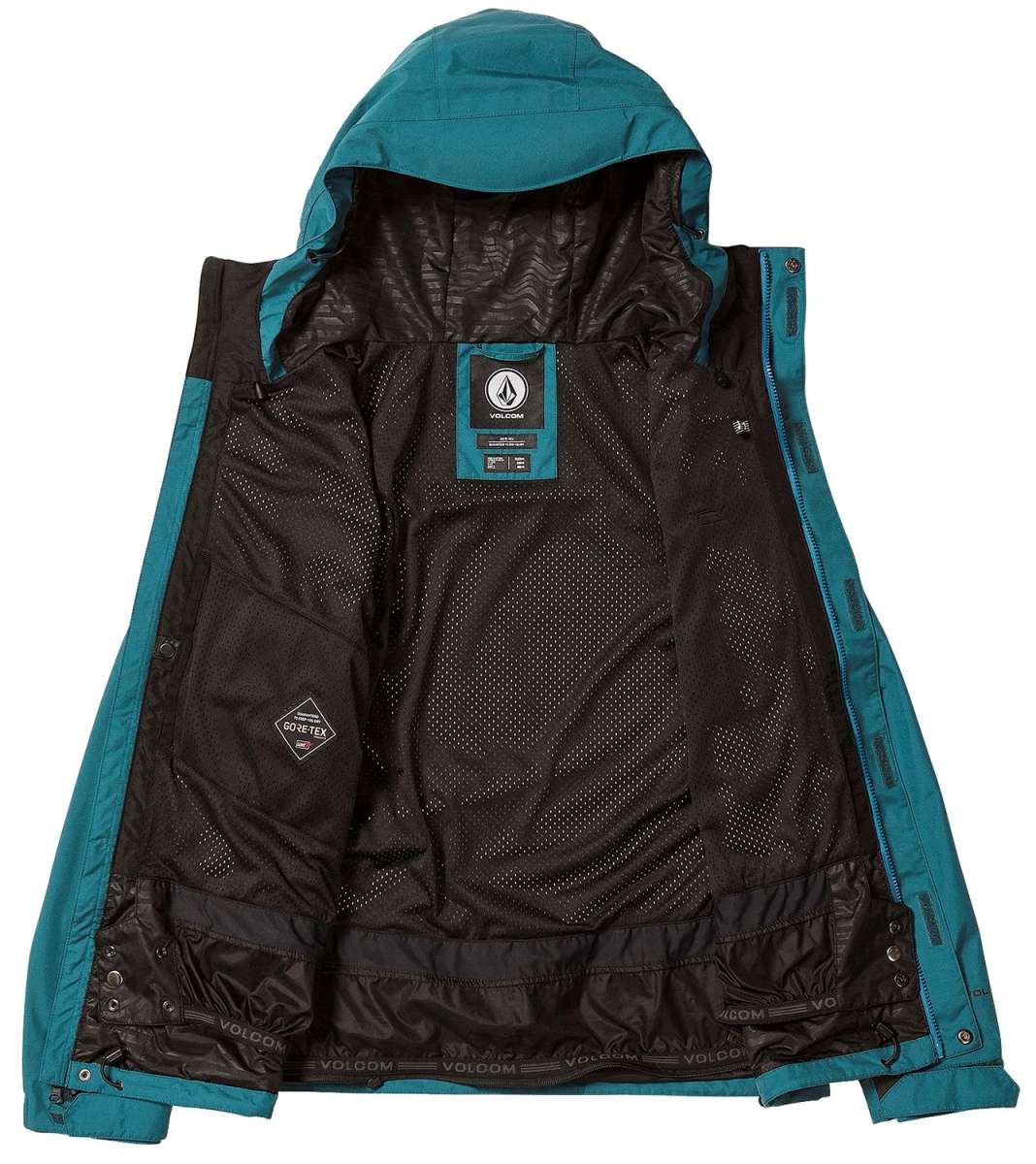 Volcom Dua Insulated GORE-TEX Jacket 2024 - Black jacket with white logo on chest and black zipper.