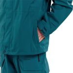 Volcom Dua Insulated GORE-TEX Jacket 2024 - A dark green jacket with a hood, featuring black zippers and buttons on the front.