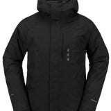 Volcom Dua Insulated GORE-TEX Jacket 2024 - A black jacket with a hood, featuring white logos on the chest and sleeve.