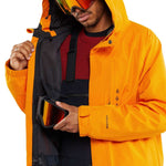 Volcom Dua Insulated GORE-TEX Jacket - A black jacket with a hood, featuring a zipper and two zippered pockets on the front.