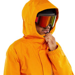 Volcom Dua Insulated GORE-TEX Jacket - A black jacket with a hood, featuring a white logo on the left chest and a zipper closure.