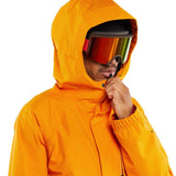 Volcom Dua Insulated GORE-TEX Jacket - A black jacket with a hood, featuring a white logo on the left chest and a zipper closure.