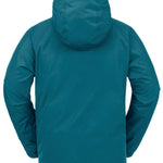 Volcom Dua Insulated GORE-TEX Jacket 2024 - A dark green jacket with a hood, featuring a zippered front and two side pockets.