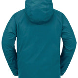 Volcom Dua Insulated GORE-TEX Jacket 2024 - A dark green jacket with a hood, featuring a zippered front and two side pockets.