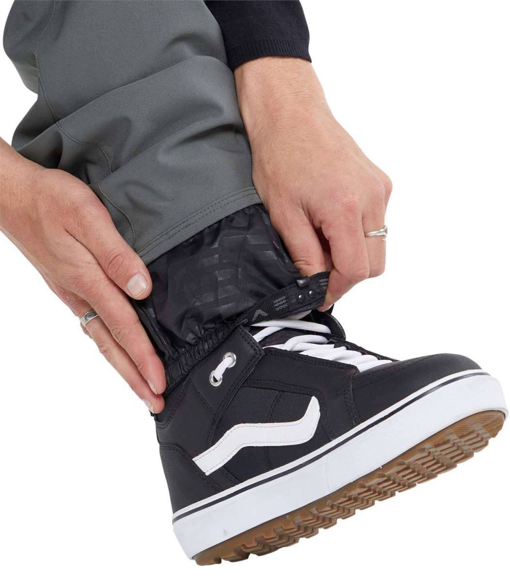 Volcom Freakin' Snow Chino Pants - Black snow pants with a subtle white geometric pattern on the side of one leg.