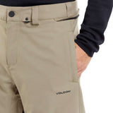 Volcom Freakin' Snow Chino Pants 2024 - Khaki pants with a black zipper on the back pocket.