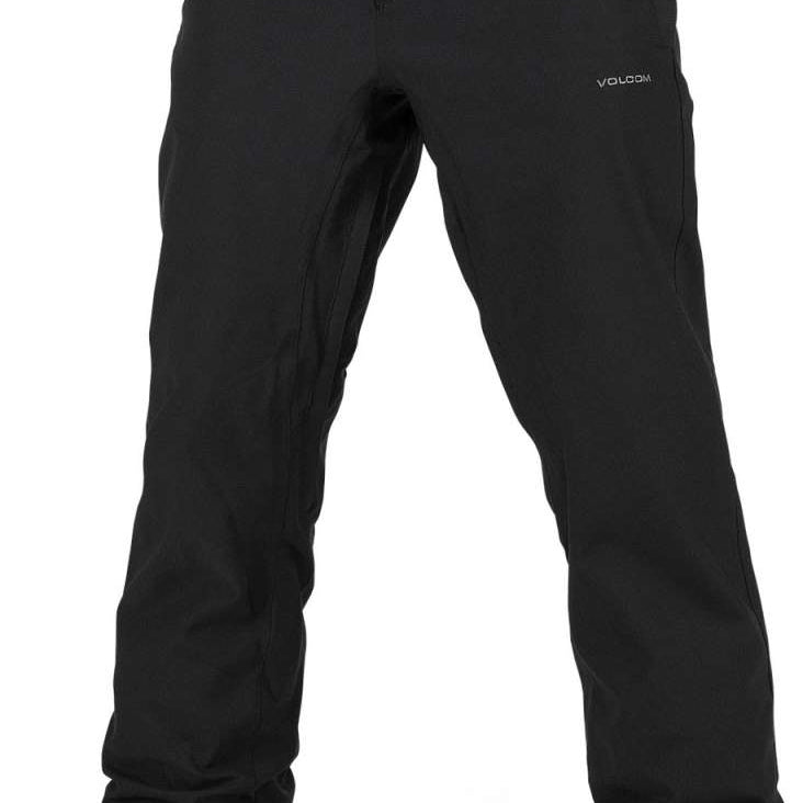Volcom Freakin' Snow Chino Pants 2024 - Black snow pants with a subtle white logo on the left thigh and black belt loops.