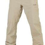 Volcom Freakin' Snow Chino Pants 2024 - Beige pants with a subtle black logo on the left thigh and two zippered pockets at the back.