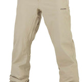 Volcom Freakin' Snow Chino Pants 2024 - Beige pants with a subtle black logo on the left thigh and two zippered pockets at the back.