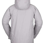 Volcom Guch Stretch GORE-TEX Jacket 2022 - A light gray jacket with a hood, featuring black zippers and a white logo on the left sleeve.
