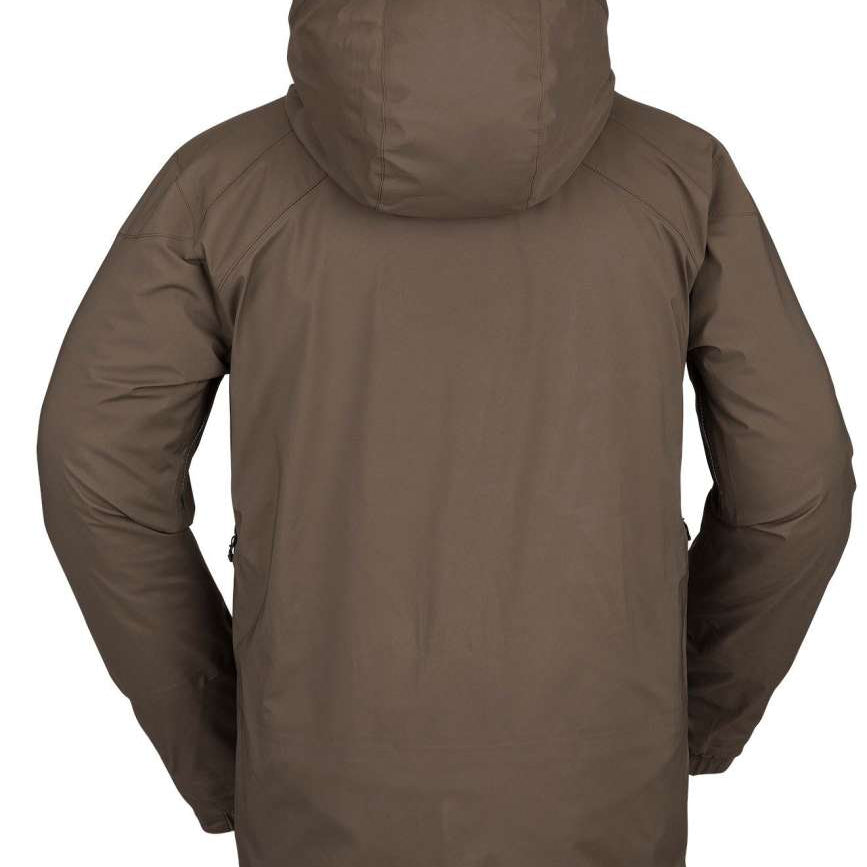 Volcom Guch Stretch GORE-TEX Jacket 2022 - A brown jacket with a hood, featuring stretch fabric and GORE-TEX material.