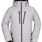 Volcom Guch Stretch GORE-TEX Jacket 2022 - A light gray jacket with a hood, featuring black zippers and a small logo on the upper chest area.