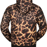 Volcom Hydro Riding Hoodie 2023 - A black hoodie with a brown and tan giraffe print design.