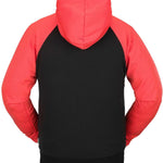 Volcom Hydro Riding Hoodie 2023 - A black hoodie with a red and white striped drawstring and a small logo on the left chest.