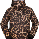 Volcom Hydro Riding Hoodie 2023 - A black hoodie with a white and orange giraffe print design.