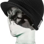 Volcom JLA Visor Beanie 2023 - Black beanie with a visor on top and white logo on the side.
