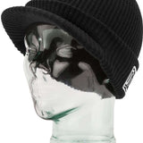 Volcom JLA Visor Beanie 2023 - Black beanie with a visor on top and white logo on the side.