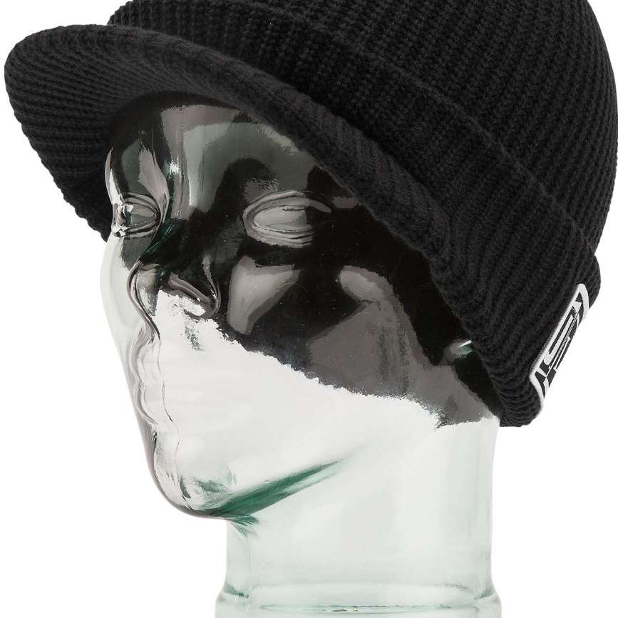 Volcom JLA Visor Beanie 2023 - Black beanie with a visor on top and white logo on the side.