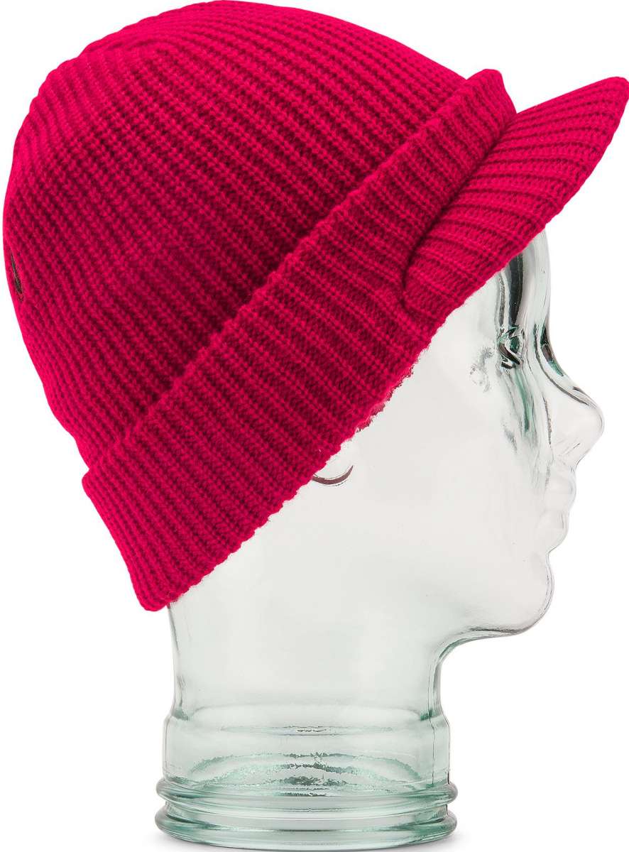Volcom JLA Visor Beanie 2023 - A red beanie with a visor on top.
