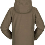 Volcom Juniors' Vernon Insulated Jacket 2023 - A brown jacket with a hood, featuring a zipper and two pockets on the front.
