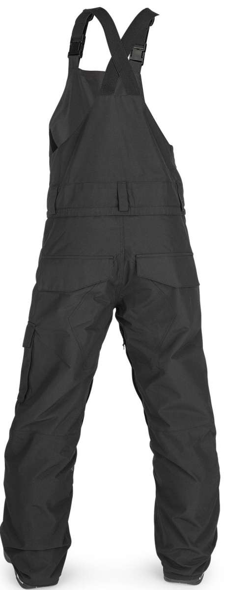 Volcom Juniors Barkley Bib Overall - Black bib overalls with a white logo on the left leg and two front pockets.