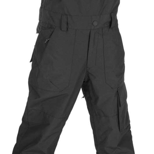 Volcom Juniors Barkley Bib Overall - Black bib overalls with a small white logo on the chest pocket.
