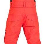 Volcom Juniors Barkley Bib Overall - Black bib overalls with a red and white logo on the left leg, featuring a zippered fly and adjustable straps.