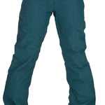Volcom Juniors Freakin' Chino Insulated Pant 2023 - Dark-washed, straight-leg chinos with a subtle sheen and dark brown belt loops.