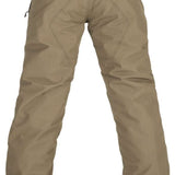 Volcom Juniors Freakin' Chino Insulated Pant 2023 - A pair of khaki-colored snow pants with a zippered pocket on the side and a black logo patch on the left leg.