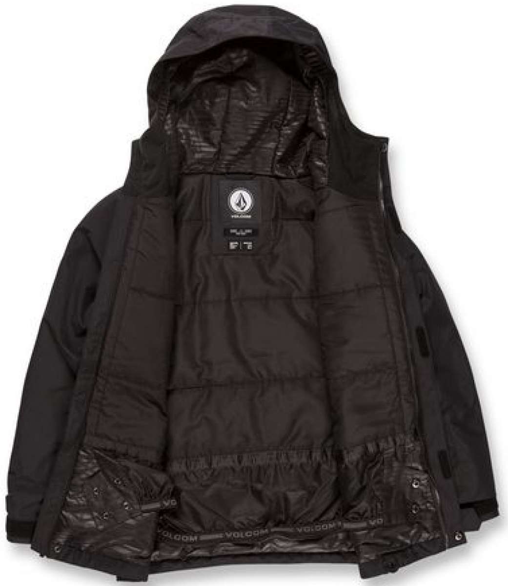Volcom Juniors Stone 91 Insulated Jacket - Black jacket with white logo on chest and black zipper.