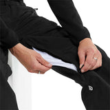 Volcom L GORE-TEX Shell Pant 2024 - Black pants with a white logo on the left leg, featuring a zipper fly and two zippered pockets.