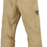 Volcom L GORE-TEX Shell Pant 2024 - Beige snow pants with a zippered pocket on the right thigh and black hardware.