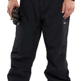 Volcom L GORE-TEX Shell Pant 2024 - Black pants with a diagonal zippered pocket on the right thigh and a small white logo on the left leg.