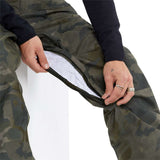 Volcom L GORE-TEX Shell Pant 2024 - A pair of olive green camouflage pants with a zippered fly and two front pockets.