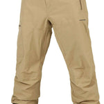 Volcom L GORE-TEX Shell Pant 2024 - Beige pants with a zippered pocket on the right thigh and two zippered pockets at the waist.