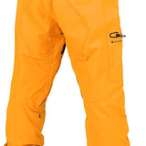 Volcom L GORE-TEX Shell Pant 2024 - A pair of bright orange snow pants with a black zipper on the left leg.