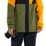 Volcom L Insulated GORE-TEX Jacket - A black jacket with orange and green panels on the chest, sleeves, and back.