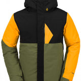 Volcom L Insulated GORE-TEX Jacket 2024 - A black, yellow and olive green jacket with a hood.