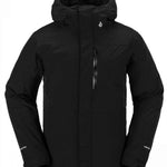 Volcom L Insulated GORE-TEX Jacket 2024 - A black jacket with a hood, featuring white logos on the chest and sleeve.