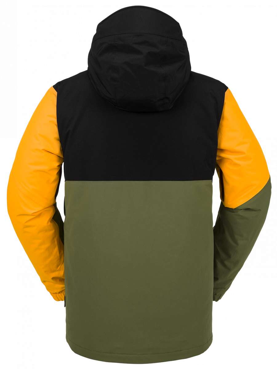 Volcom L Insulated GORE-TEX Jacket 2024 - A black, yellow and green jacket with a hood.