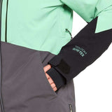 Volcom Women's 3D Stretch GORE-TEX Jacket - A black jacket with a white logo on the left chest and a zipper running down the front.